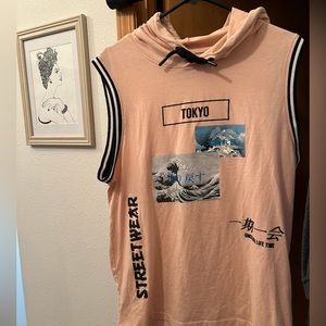 Light pink Tokyo streetwear hoodie tee